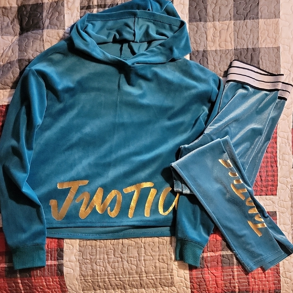 Justice Blue and Gold Leggings Athletic Bottoms